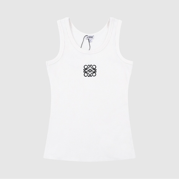 Loewe Women White Ribbed Tank Top - Picture 1 of 9
